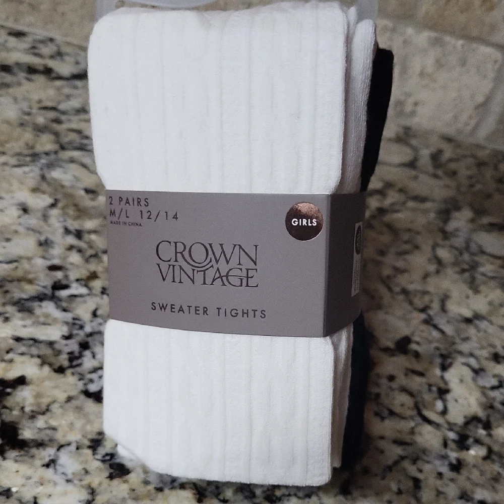 Crown Vintage White and Black Sweater Tights